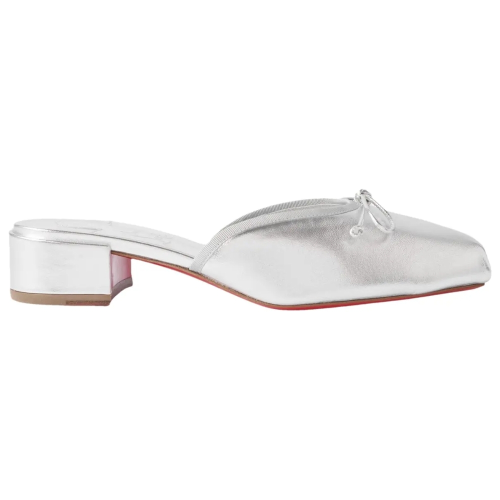 Christian Louboutin Mimiflirt 30MM Nappa Leather Mules Silver Size 38.5